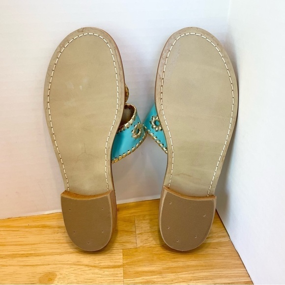 Jack Rogers Nantucket Mint Green Gold Thong Sandal 7M - Picture 7 of 8